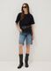 Black pure cotton T-shirt with lace insert, relaxed fit_1