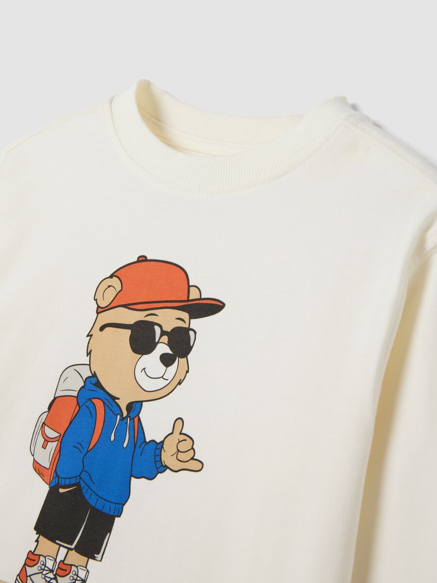 Off-white organic cotton printed T-shirt with oversized fit_2