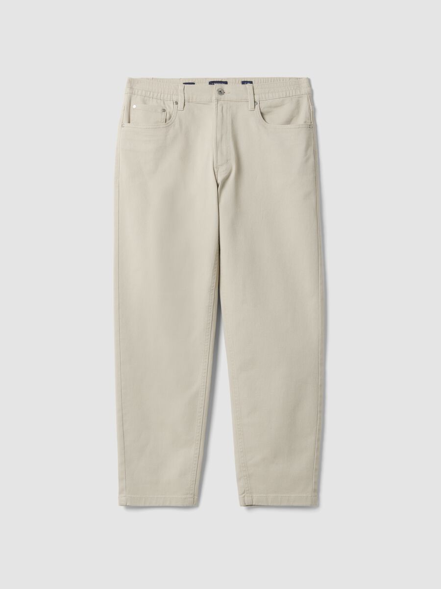 Grey straight-leg stretch cotton twill trousers_4