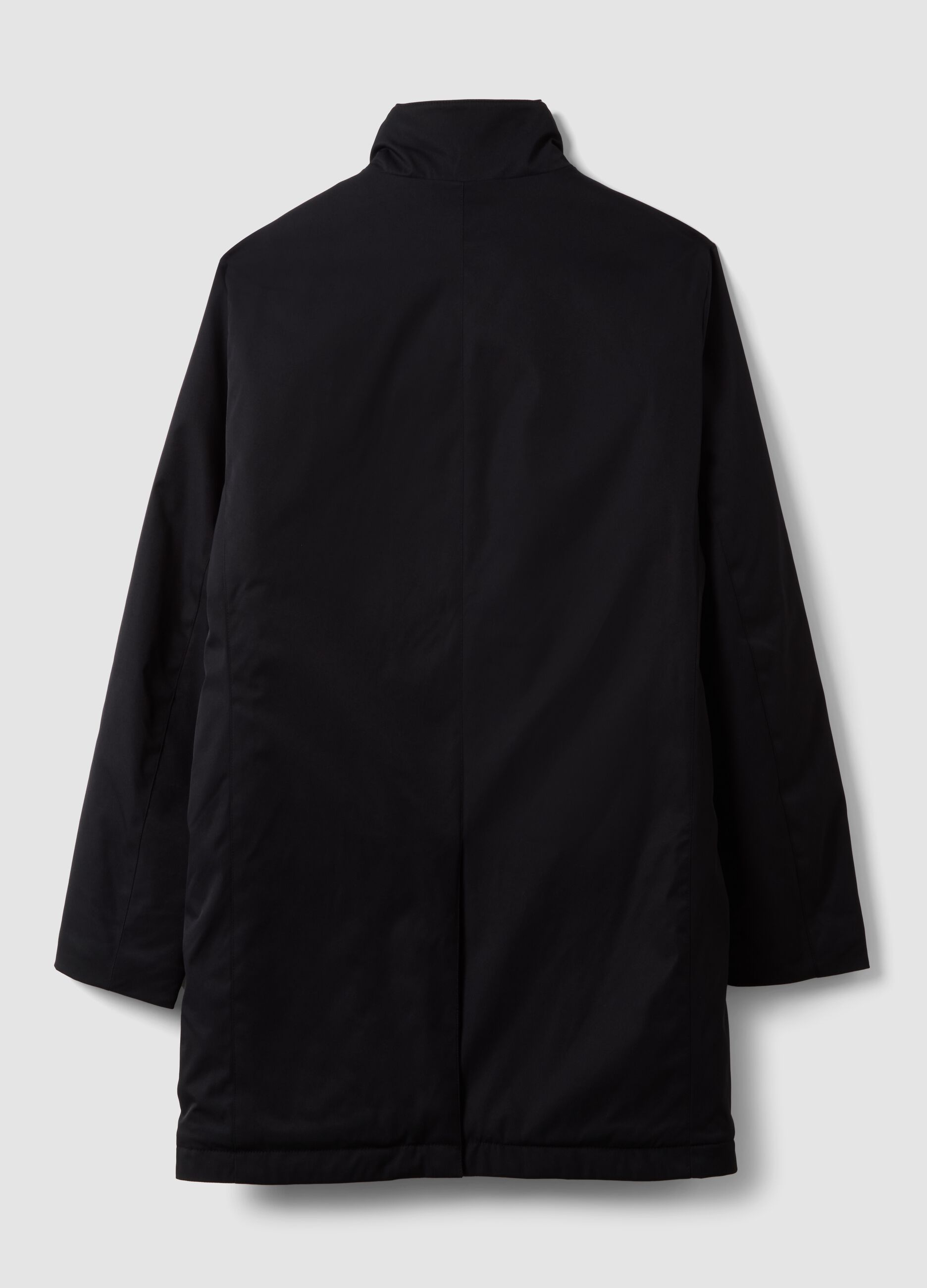 Blue padded regular-fit coat with high neck