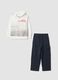 White pure cotton jogging set for boys with oversized crew neck_0