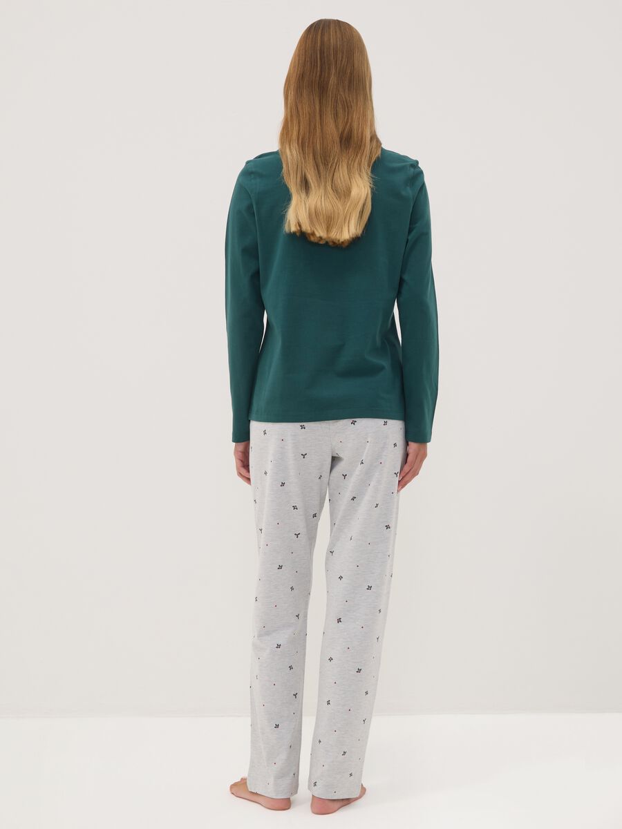 Green crew-neck pyjamas in pure organic cotton_3