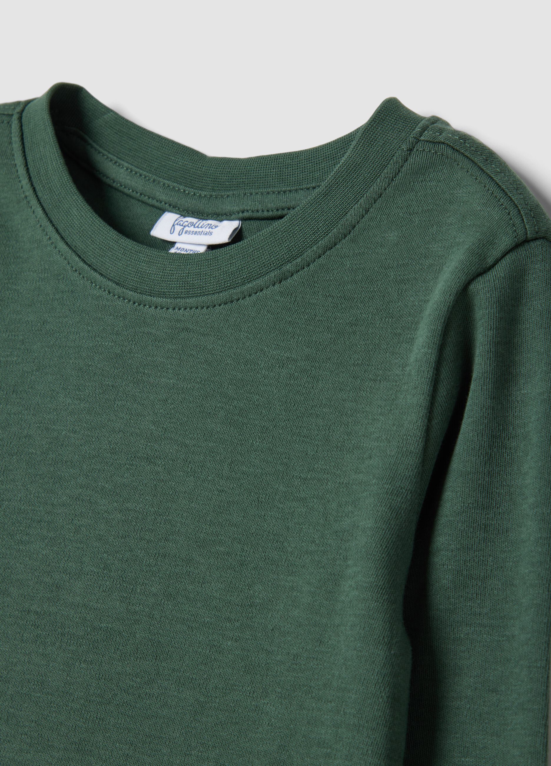 Maglietta verde in puro cotone organico con girocollo