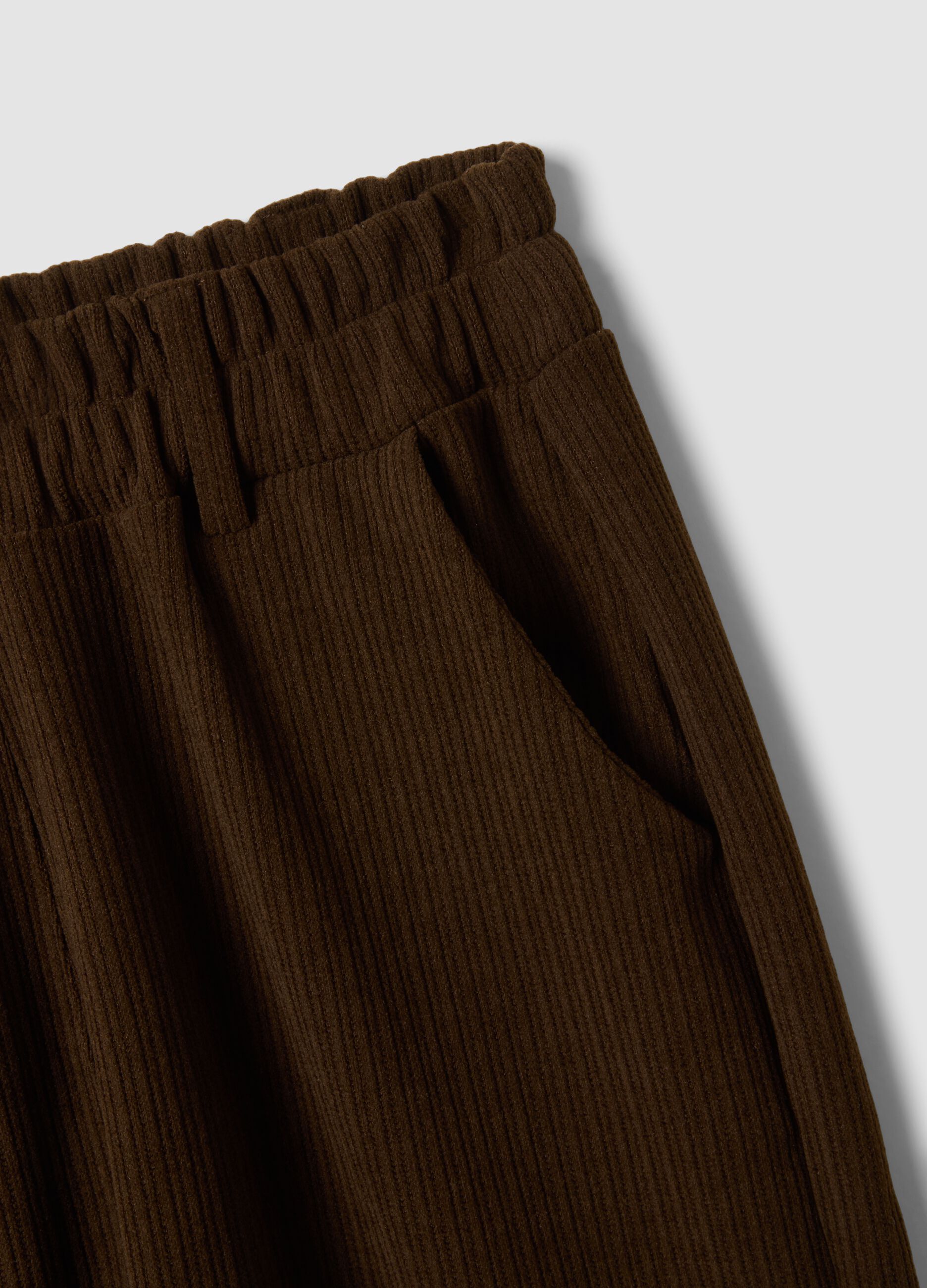 Brown regular-fit wide-leg stretch trousers