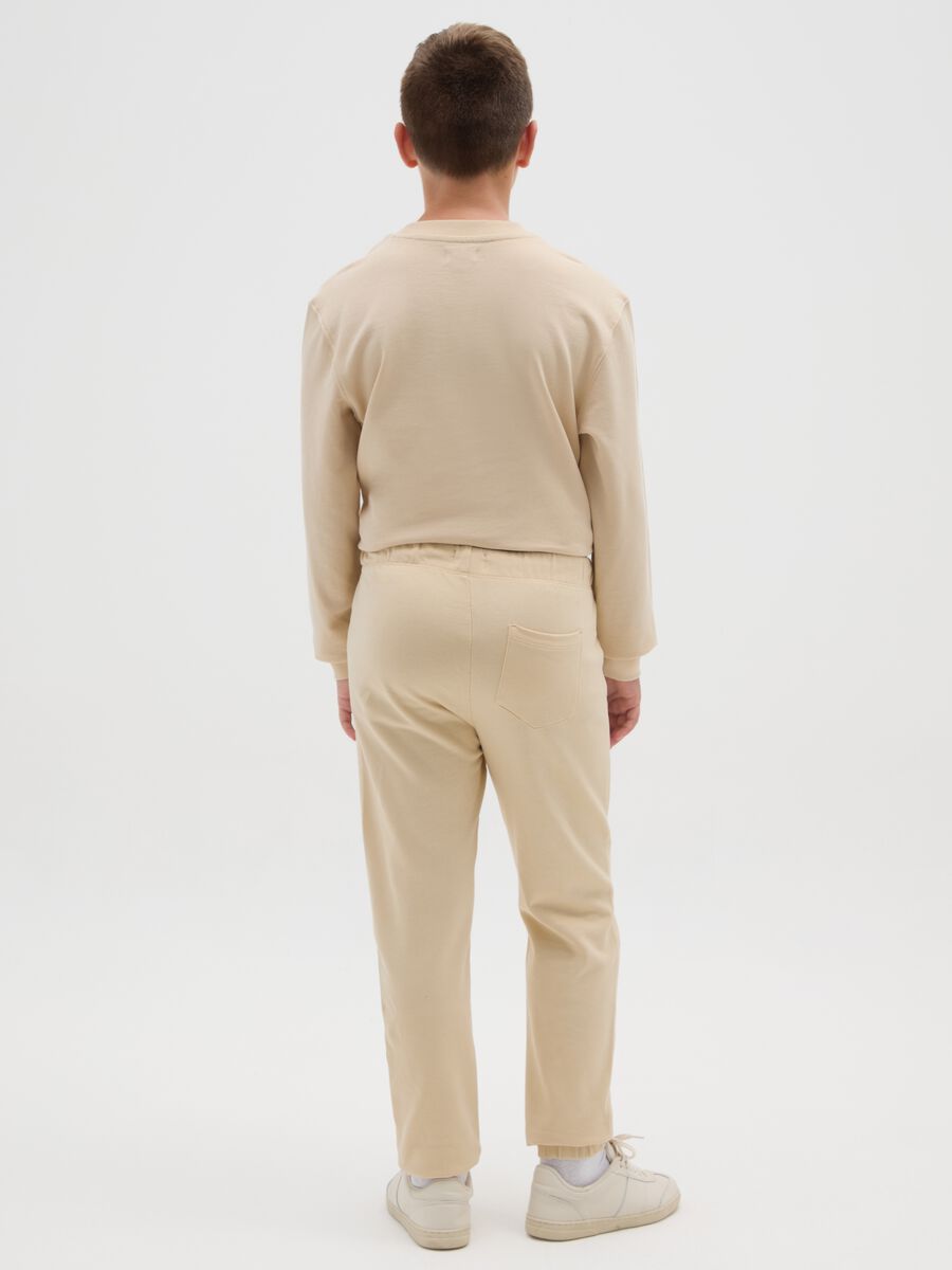 Boys' regular fit beige pure cotton trousers_1