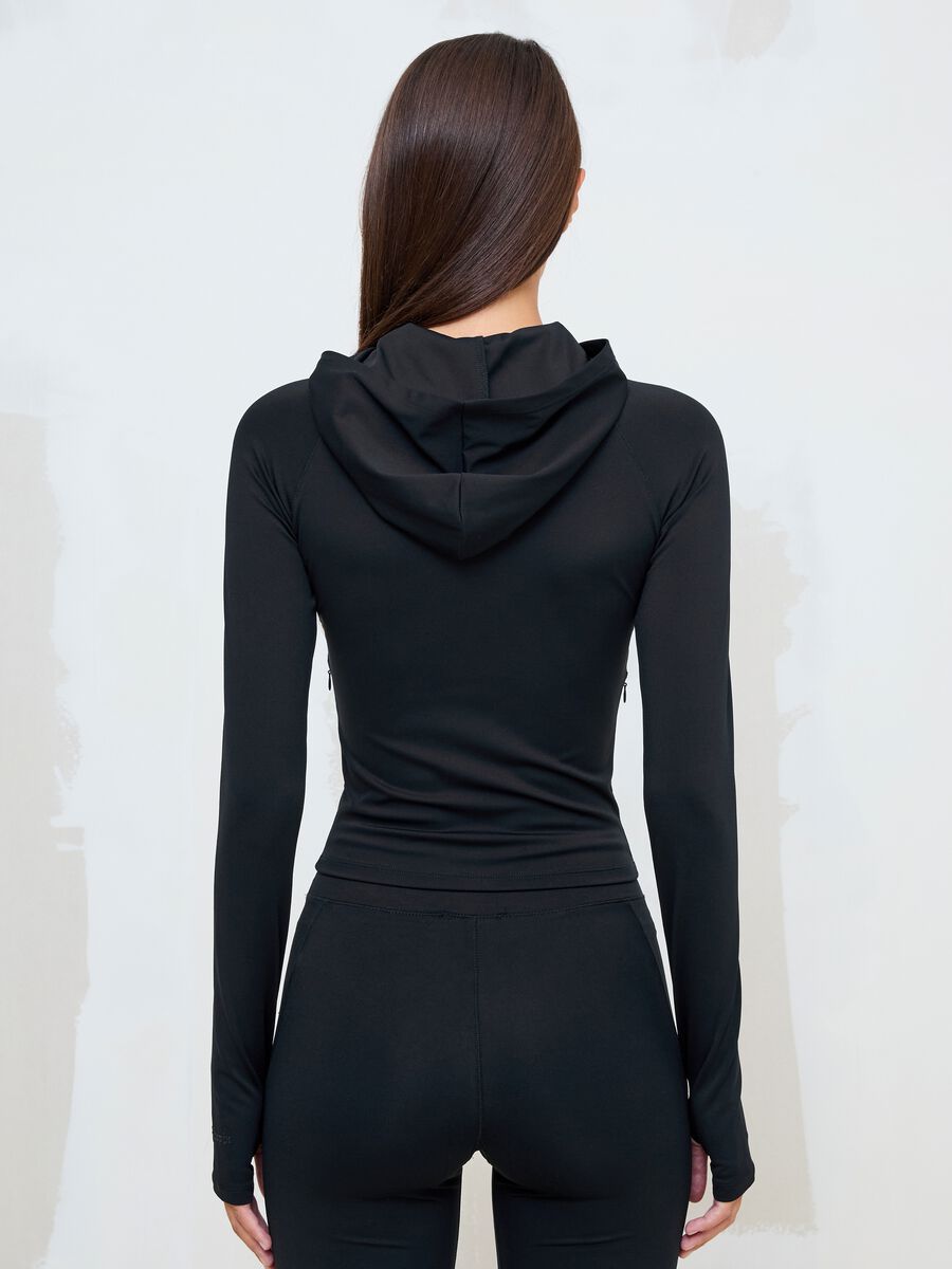Black Fitted Full-Zip Yoga Hoodie_3
