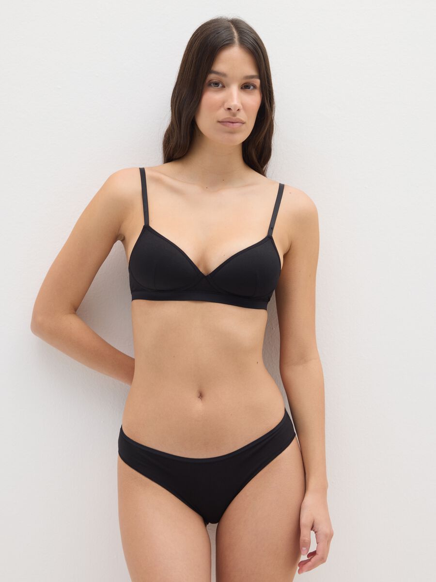 Black Stretch Cotton Bra_1