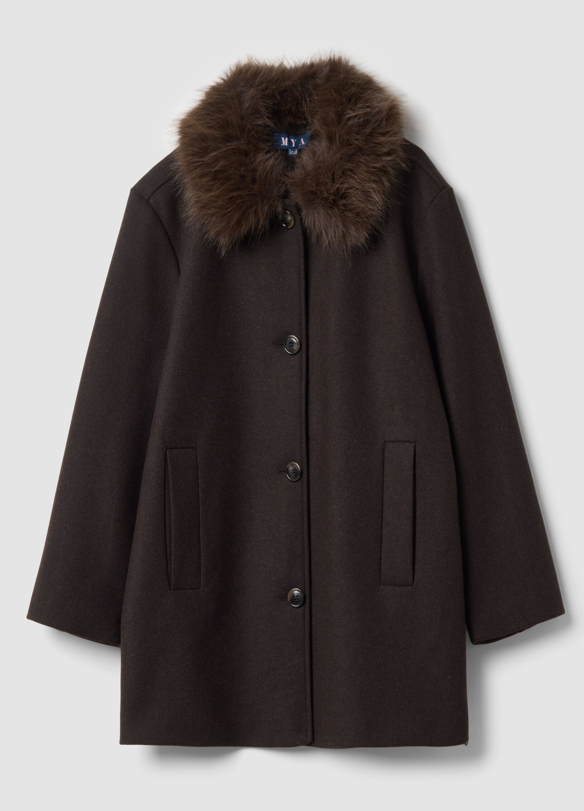 Dark brown wool- and viscose-blend coat, regular fit