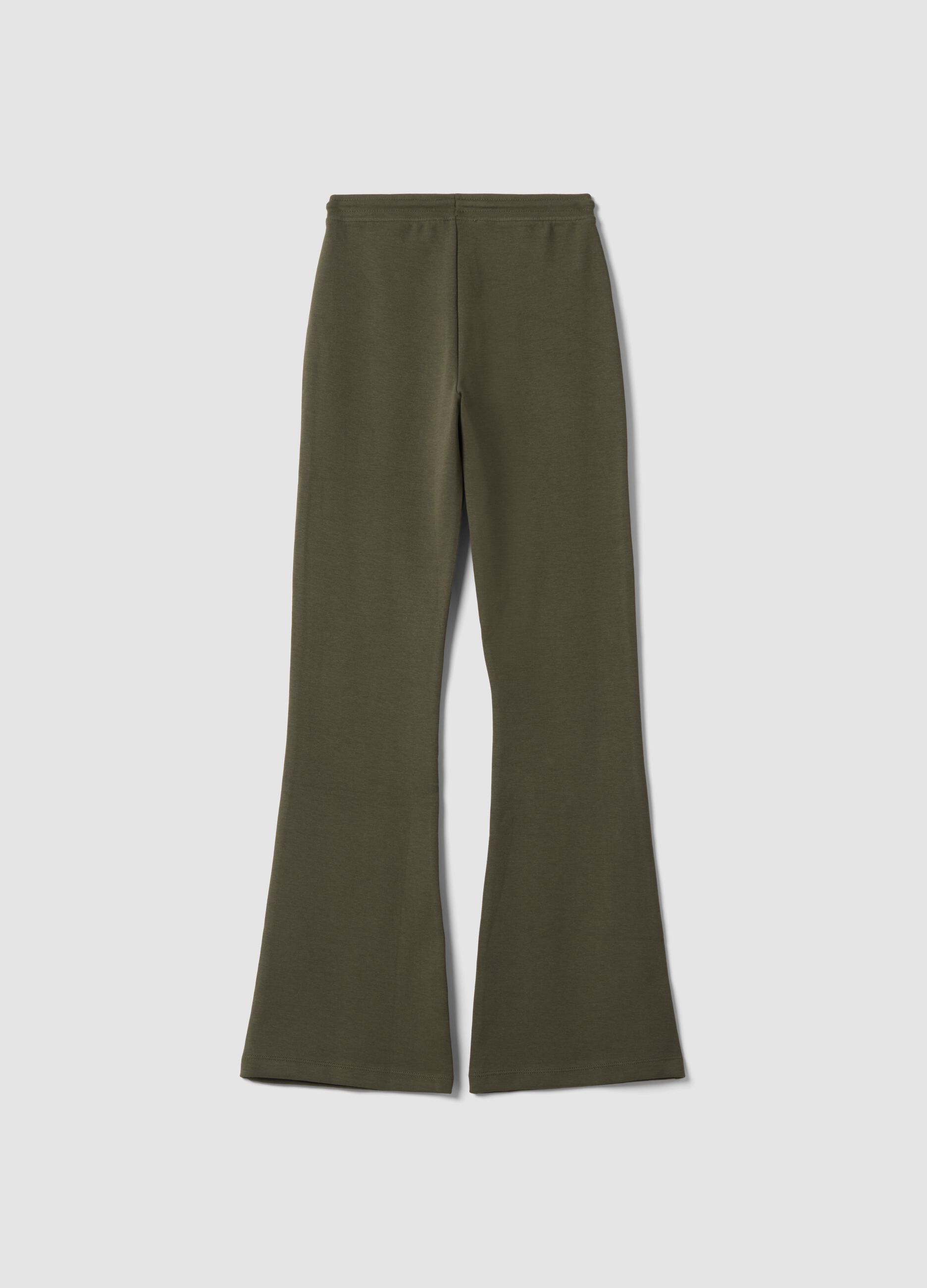 Green flared joggers in stretch organic cotton