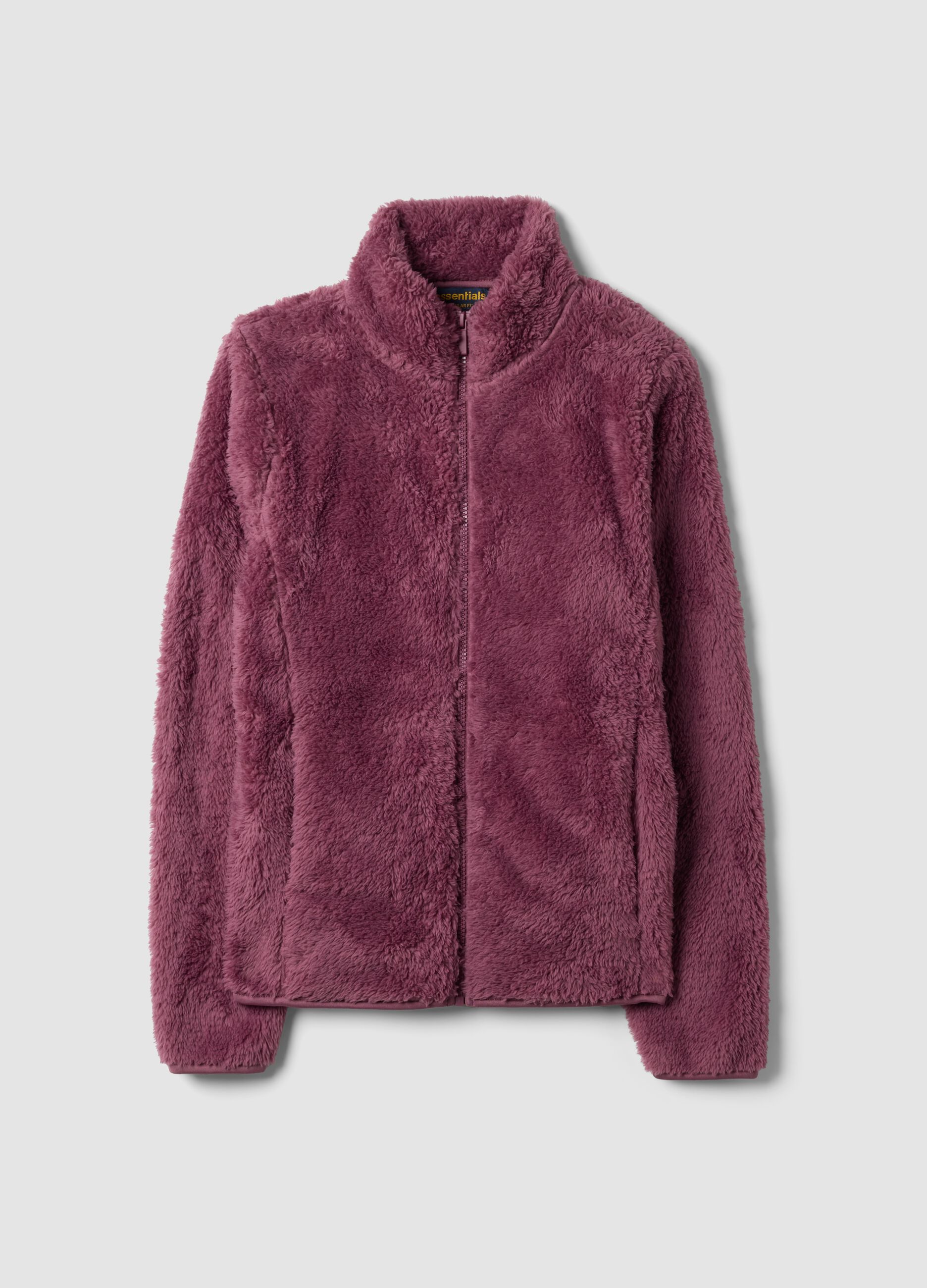 Felpa viola malva con girocollo e zip regular fit
