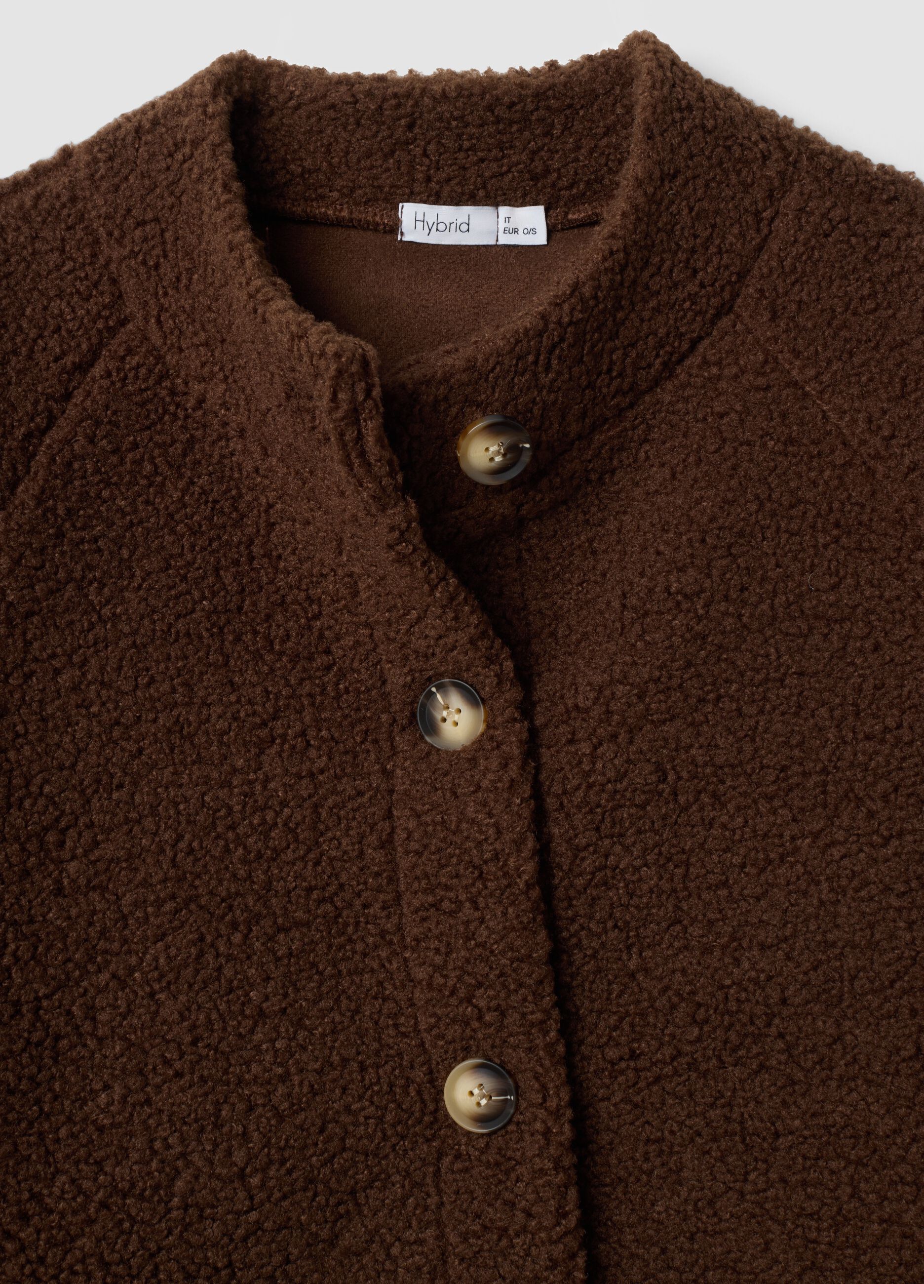 Dark brown regular-fit coat with buttons