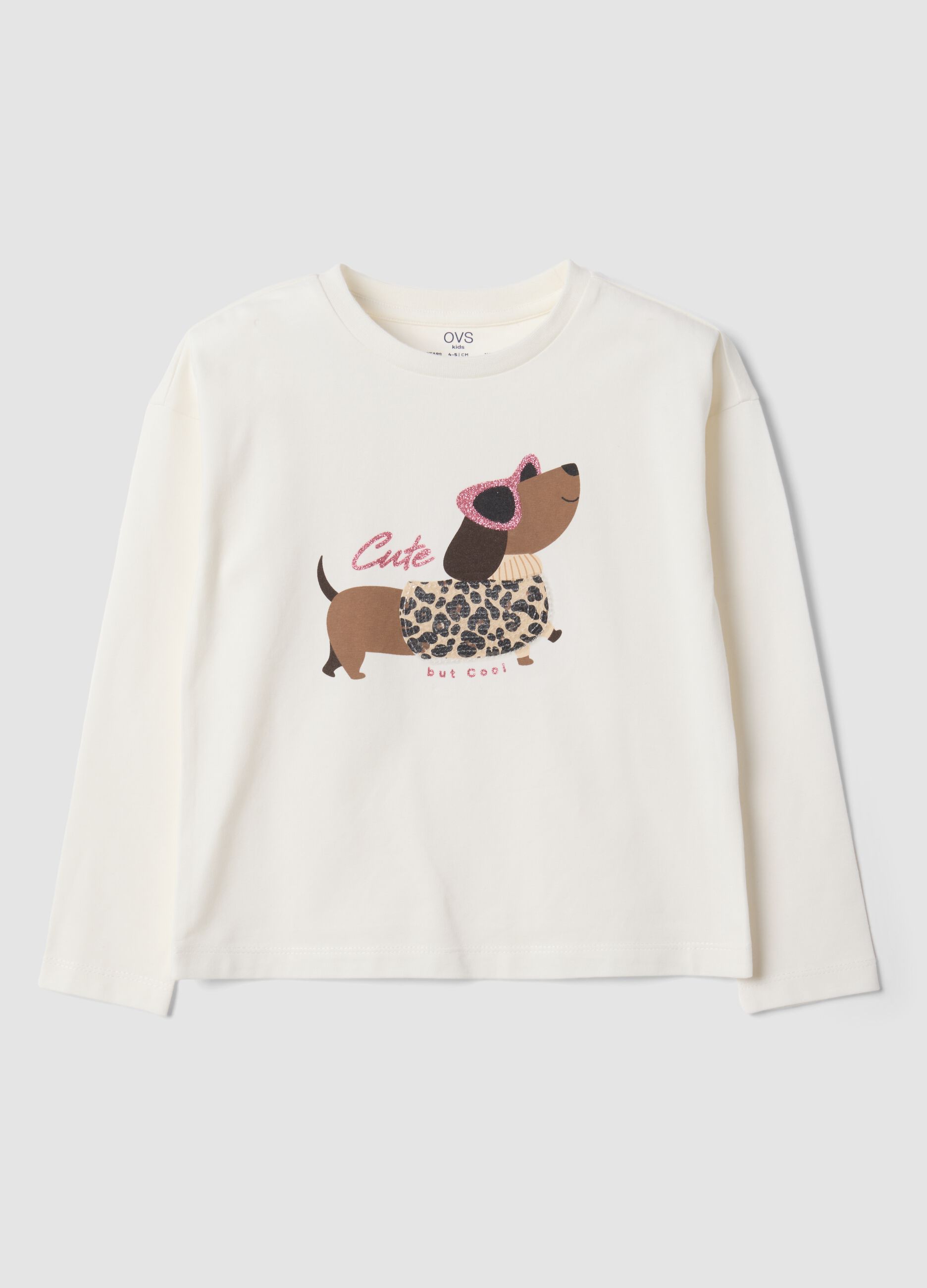 T-shirt bianca in cotone elasticizzato con girocollo