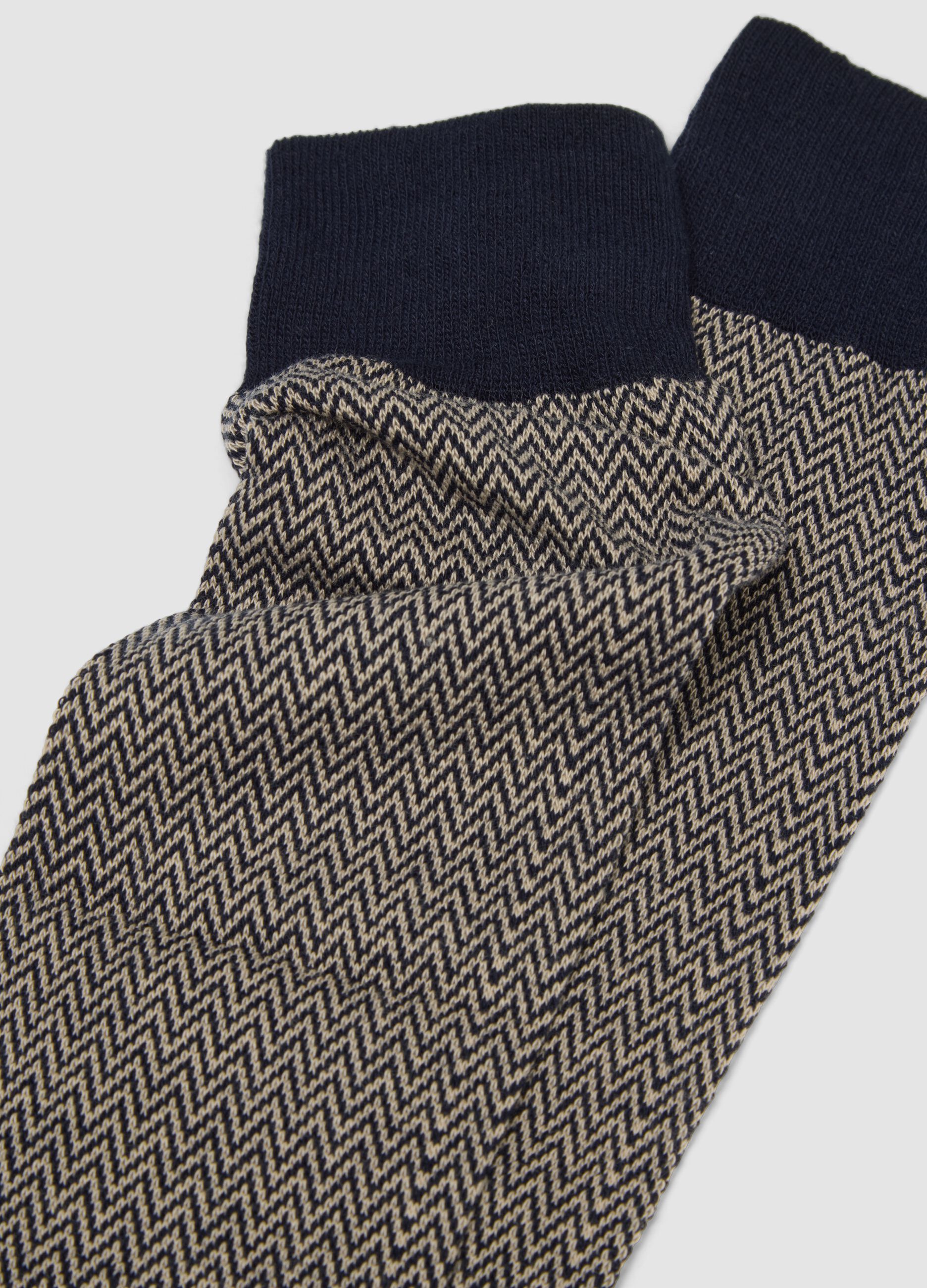 Navy blue long socks in stretch cotton