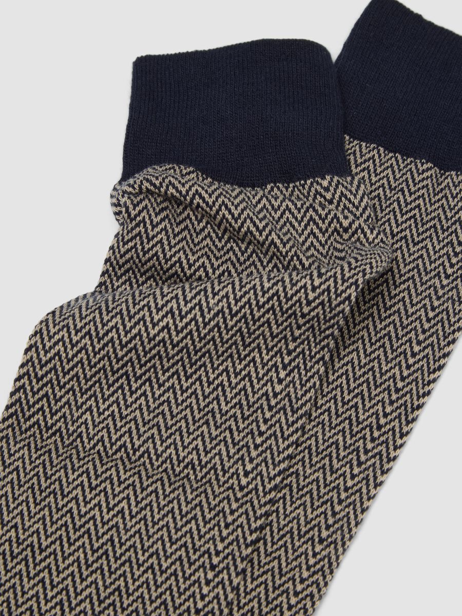 Navy blue long socks in stretch cotton_2