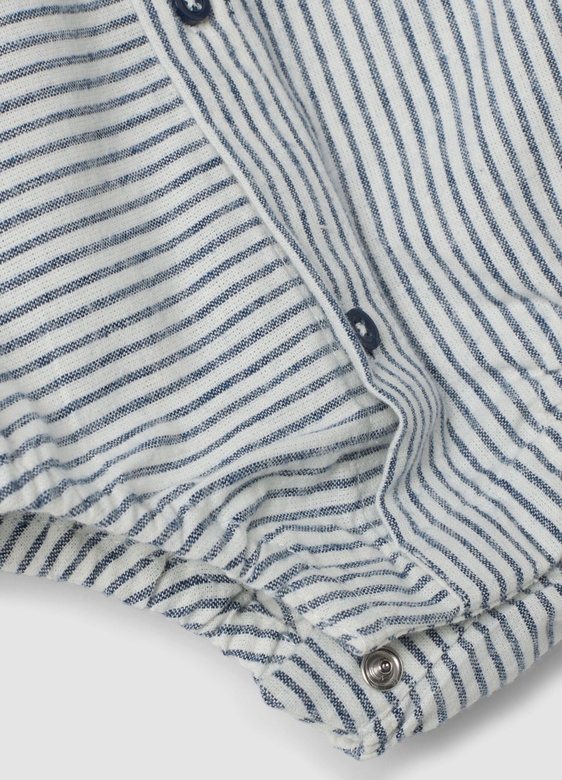 Body bianco in puro cotone con colletto e righe