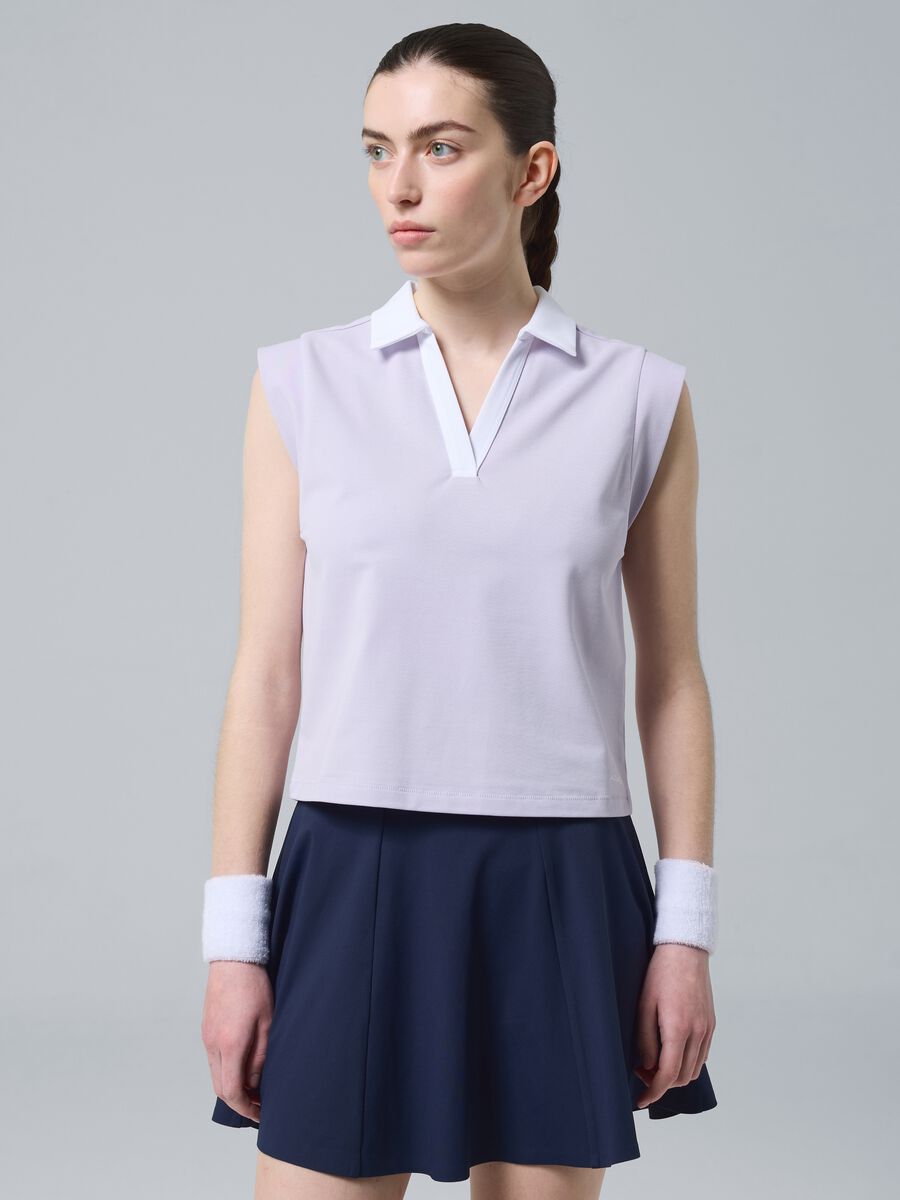 Purple sleeveless ALTAVIA COURT polo in stretch cotton with classic collar_1