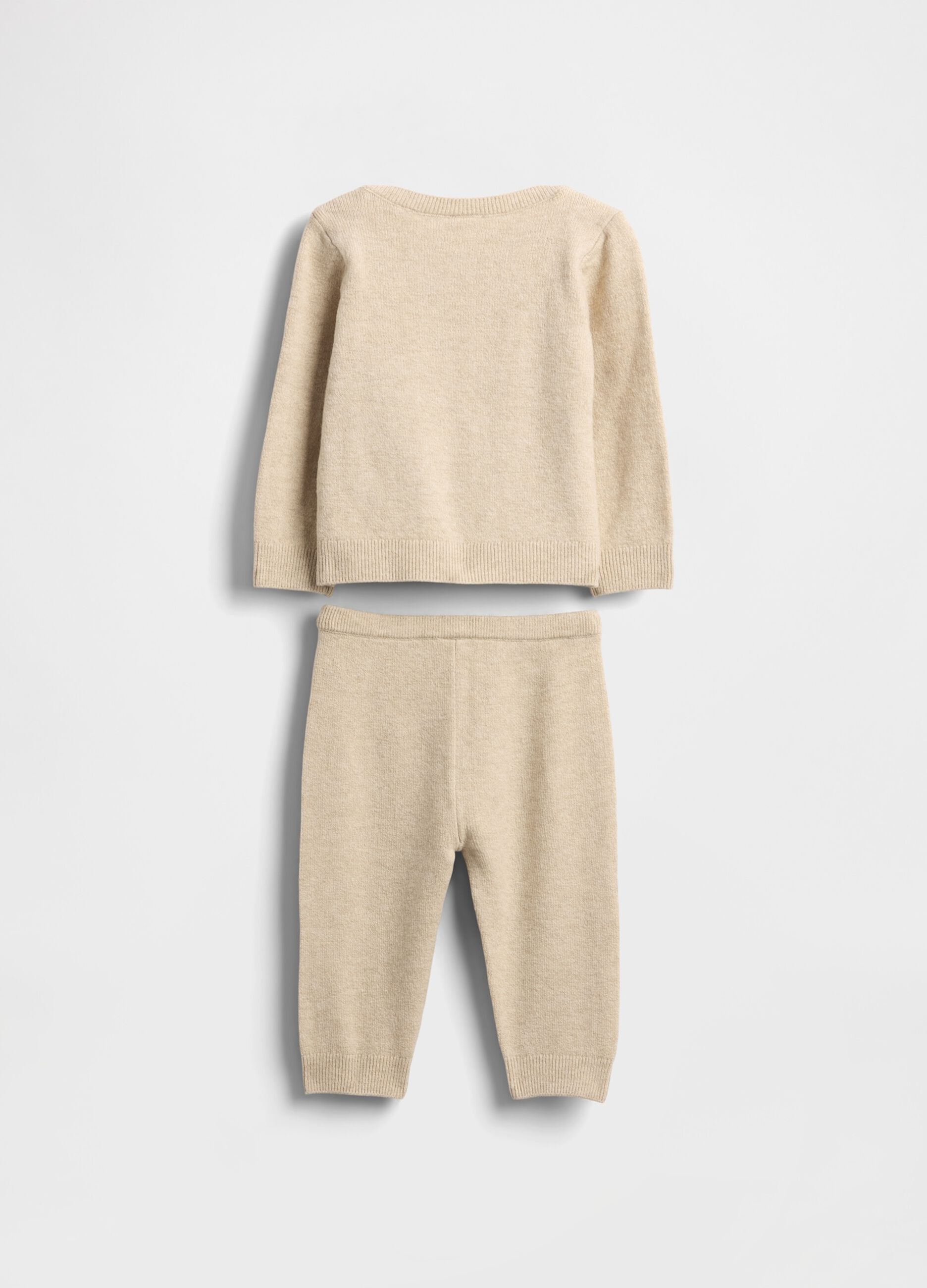 Beige newborn set in cotton blend