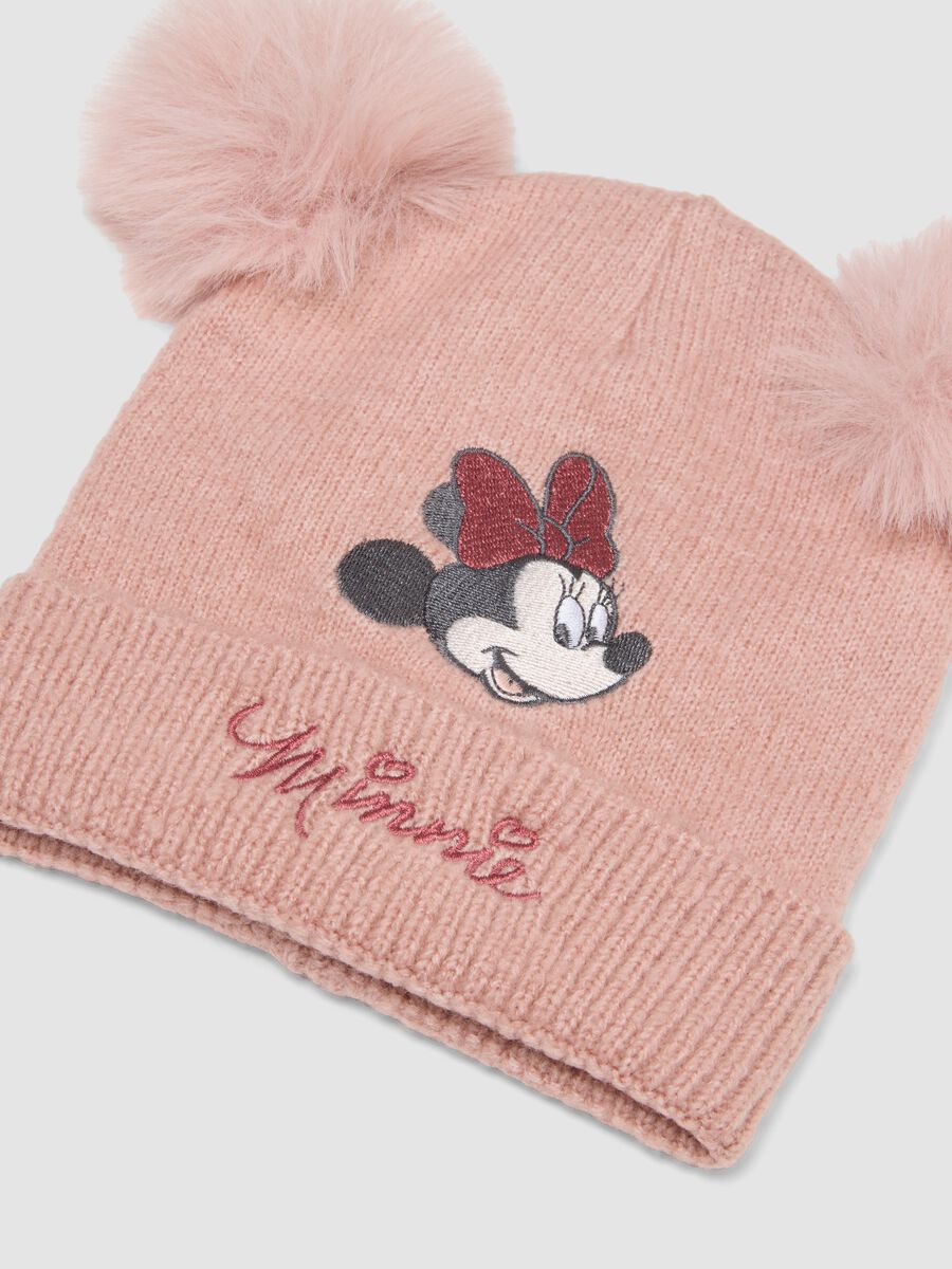 Purple stretch-fabric Minnie-themed set with hat and mittens_2
