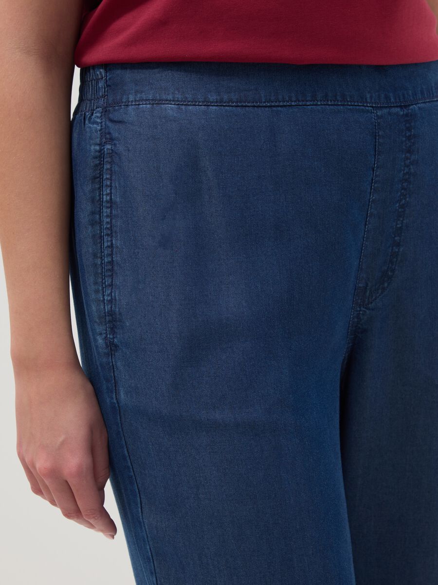 Pure Lyocell Blue Jogger Trousers with Regular Fit_3