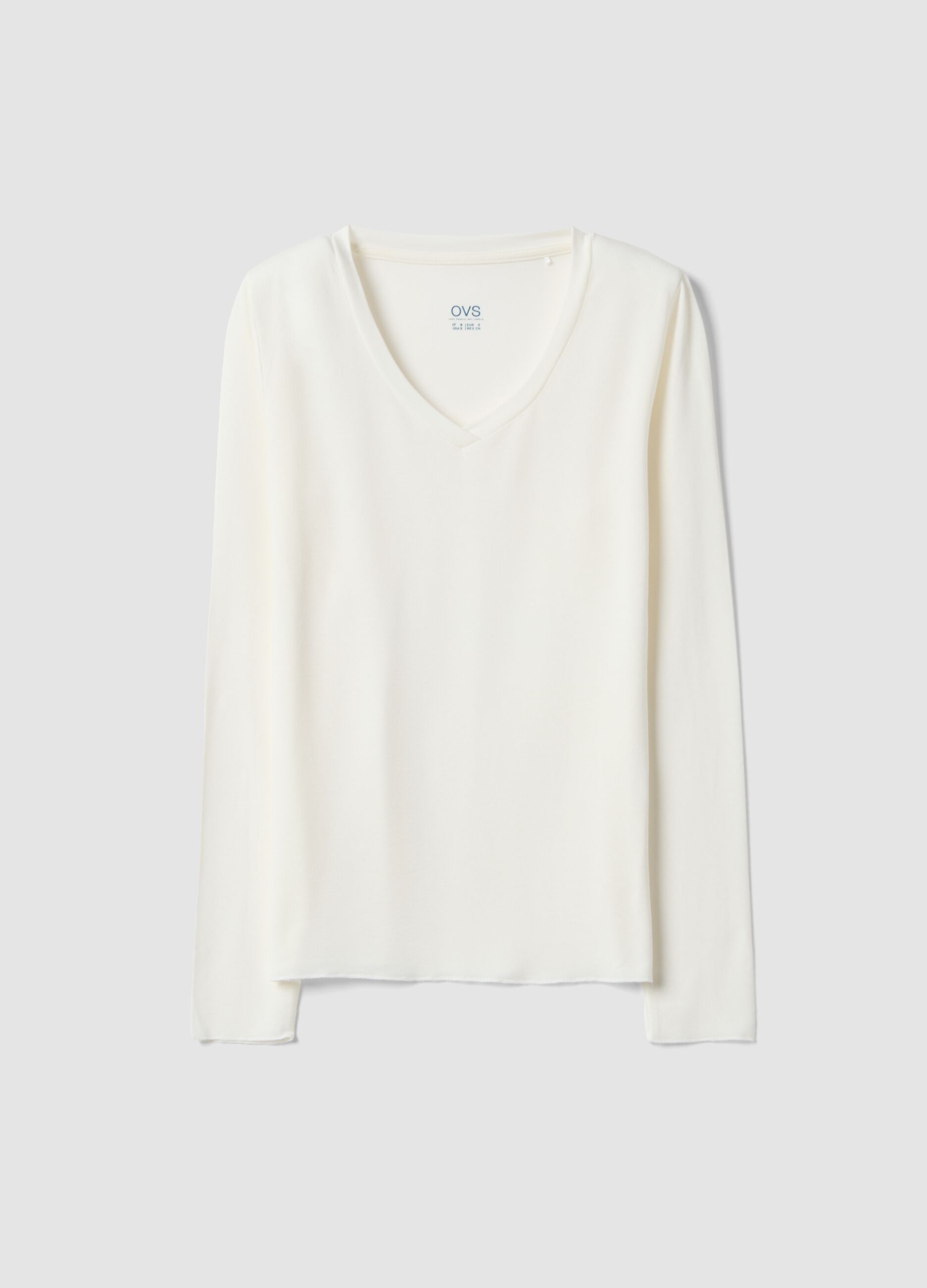 White stretch modal crew-neck T-shirt, regular fit