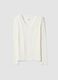 White stretch modal crew-neck T-shirt, regular fit_0