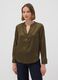 Camicia verde in tessuto elasticizzato con collo coreano_2
