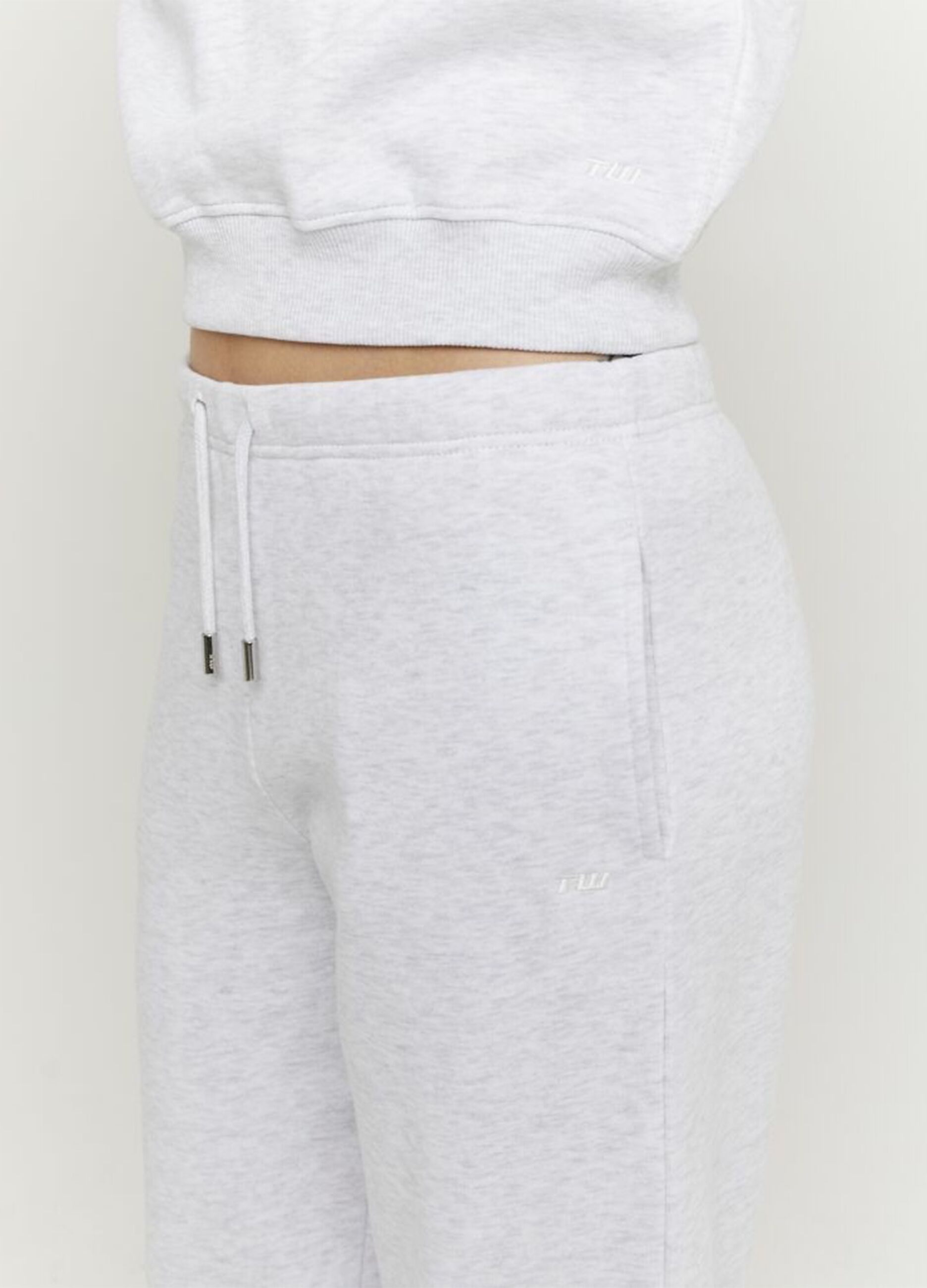 Grey cotton blend jogger trousers regular fit