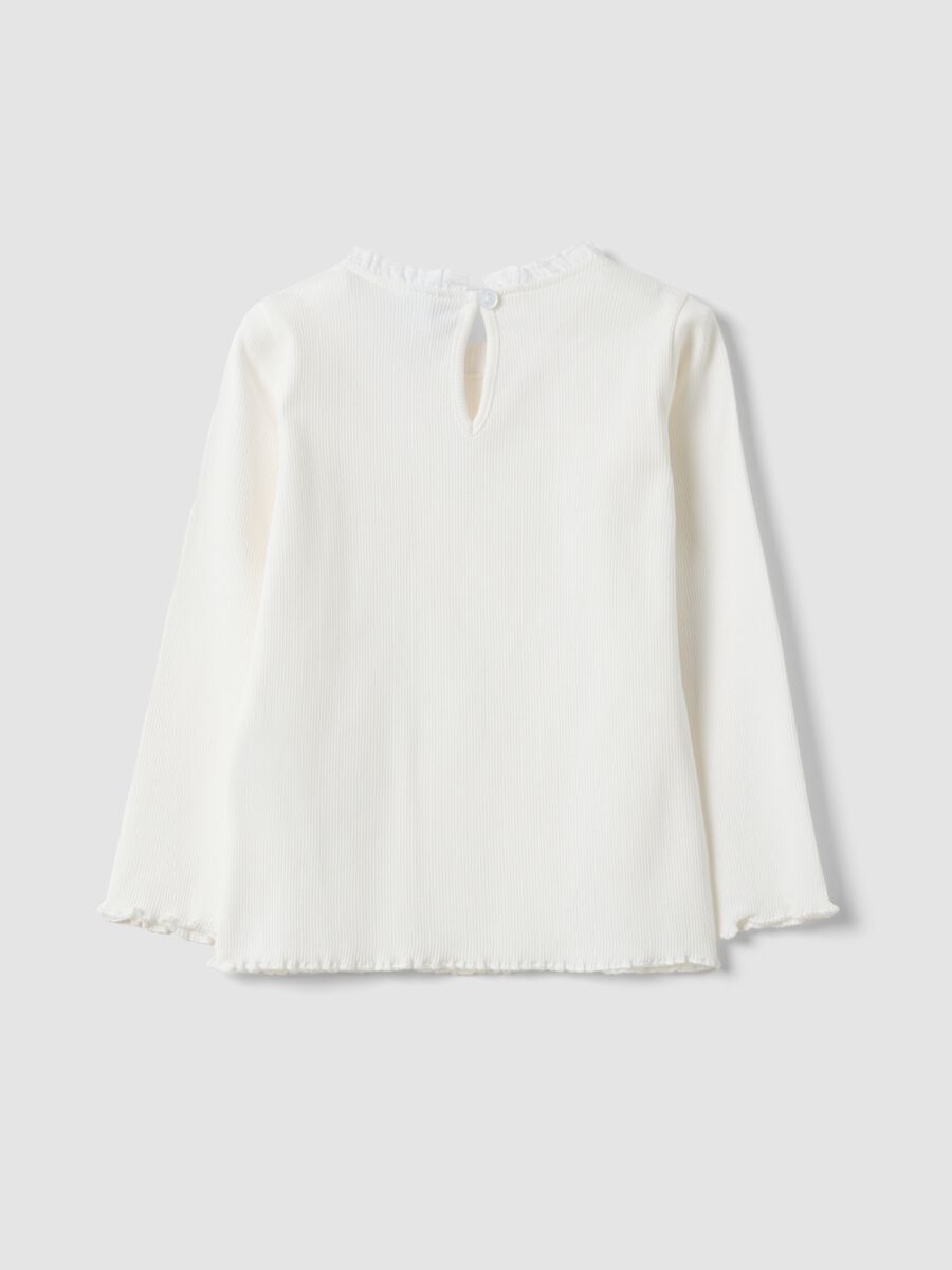 White ribbed organic stretch cotton crew-neck top_1