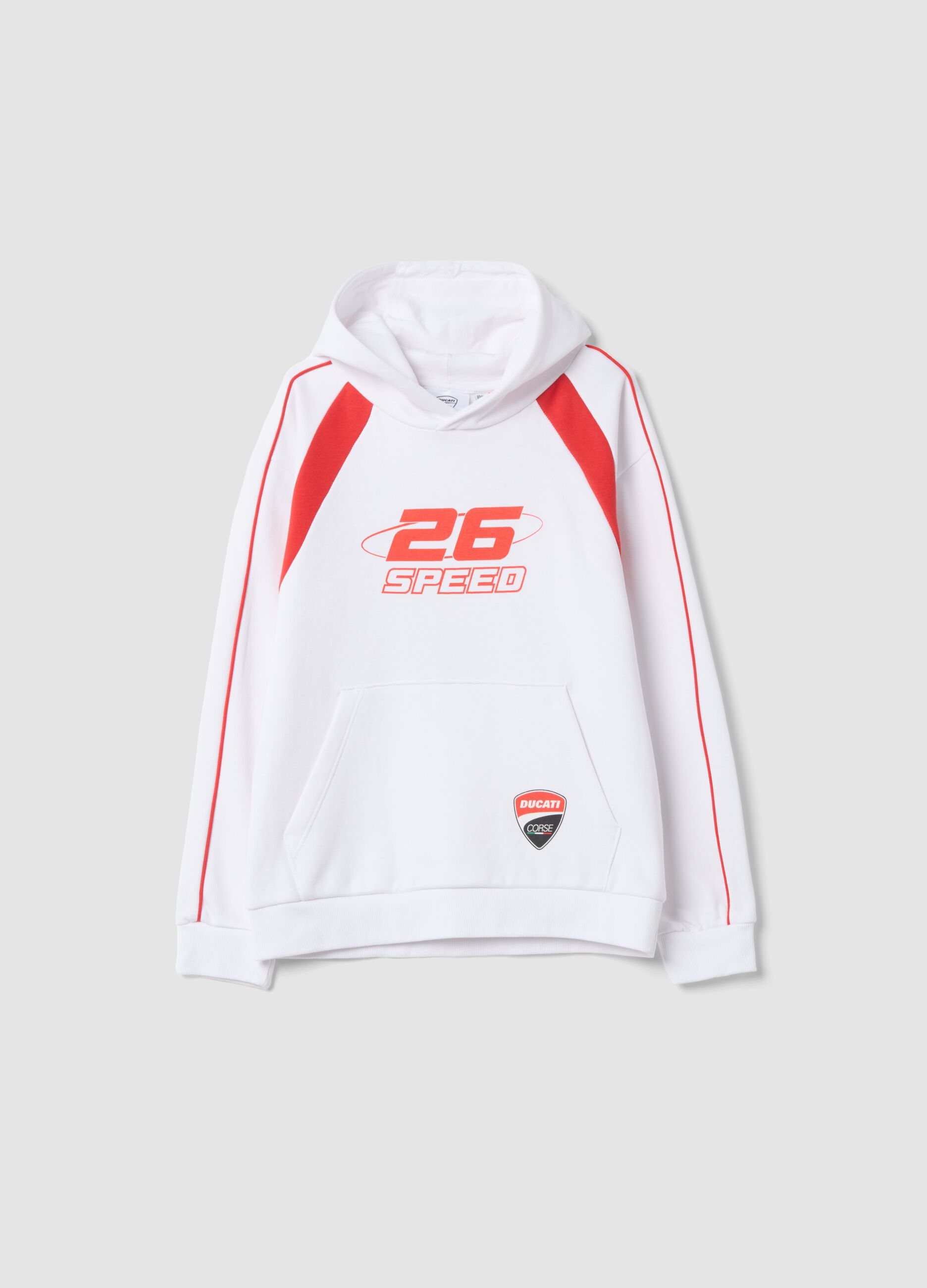 Hoodie bianca in misto cotone a tema Ducati relaxed fit
