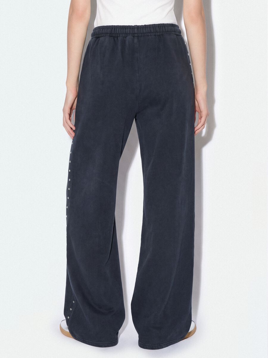 Jogger grigi wide leg in misto cotone con strass_4