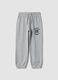 Pantaloni jogger grigi in puro cotone con stampa_0