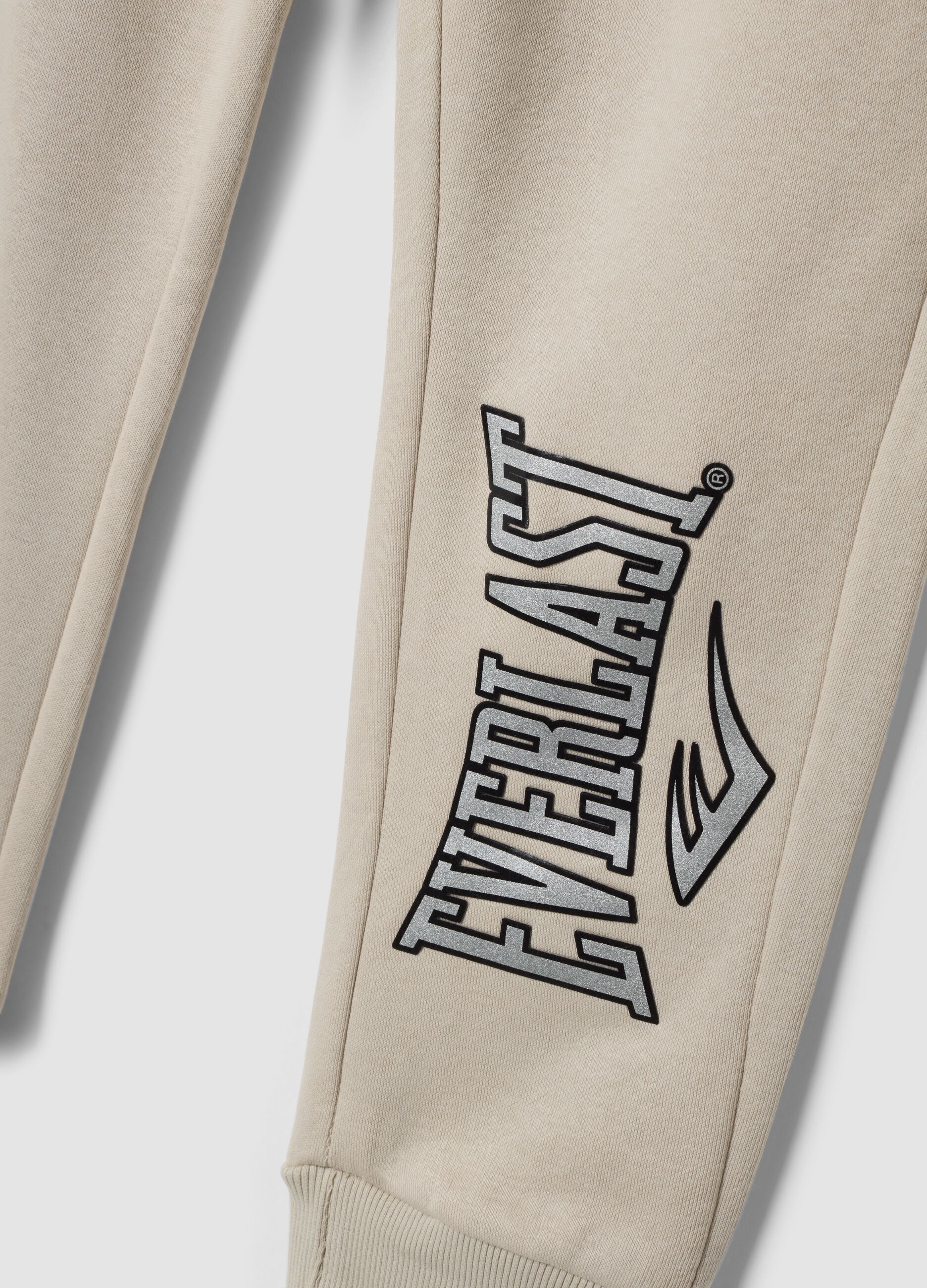 Beige cotton-blend regular-fit joggers