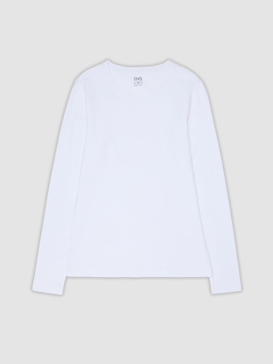 White crew-neck top in stretch organic cotton_0