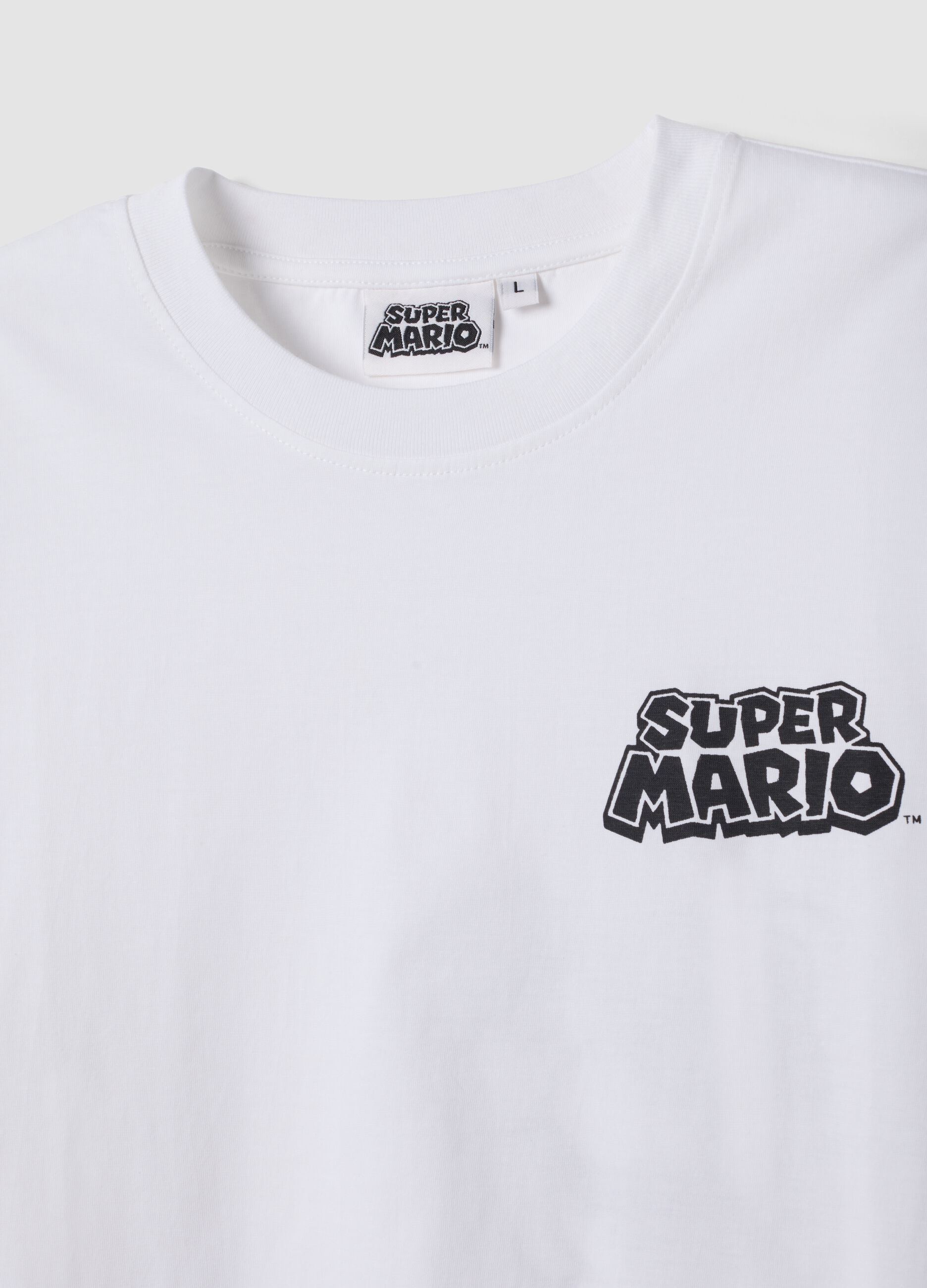 White short-sleeve pure cotton T-shirt, regular fit