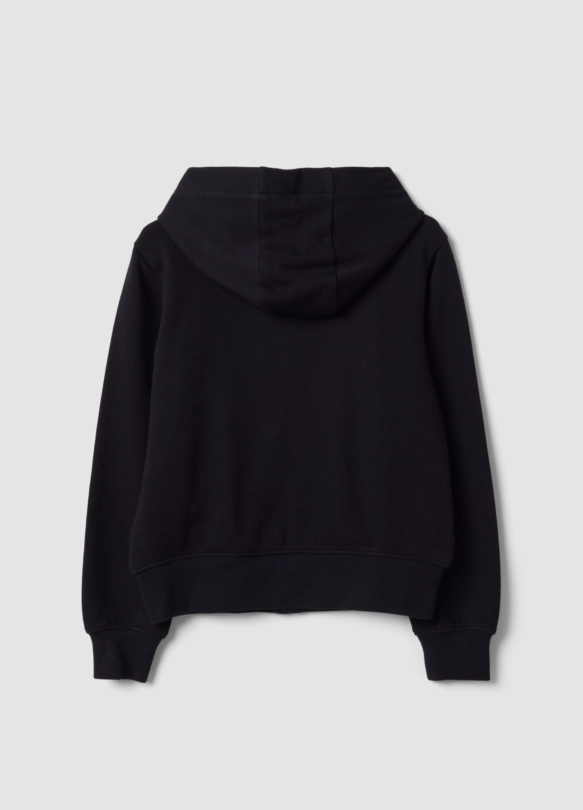 Black organic cotton hoodie with star detail for girls