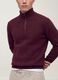 Maglia rossa Half zip in misto cotone e lana_2