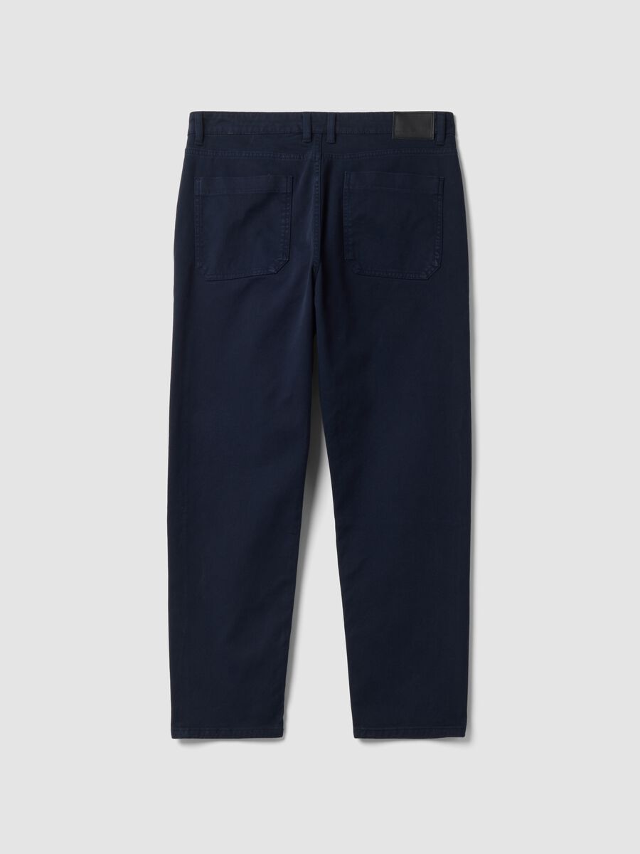 Blue stretch cotton twill carrot-fit trousers_2
