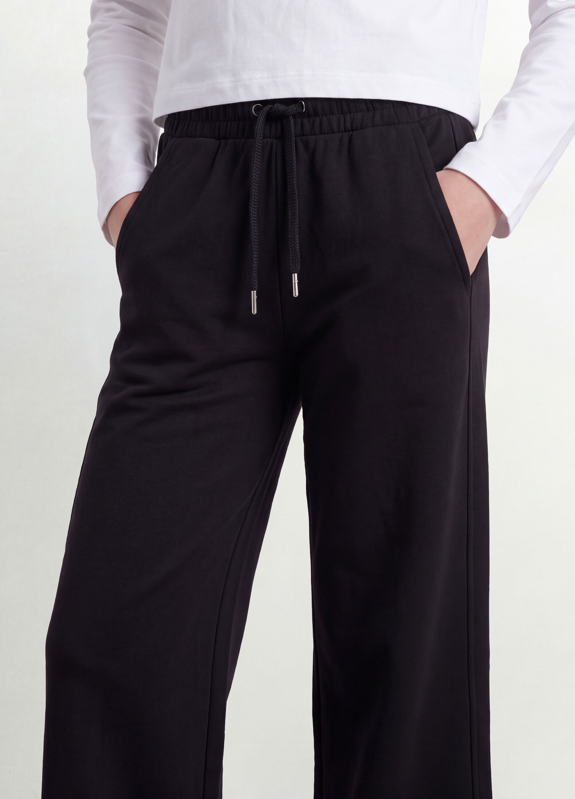 Girls&rsquo; black culotte trousers in pure organic cotton