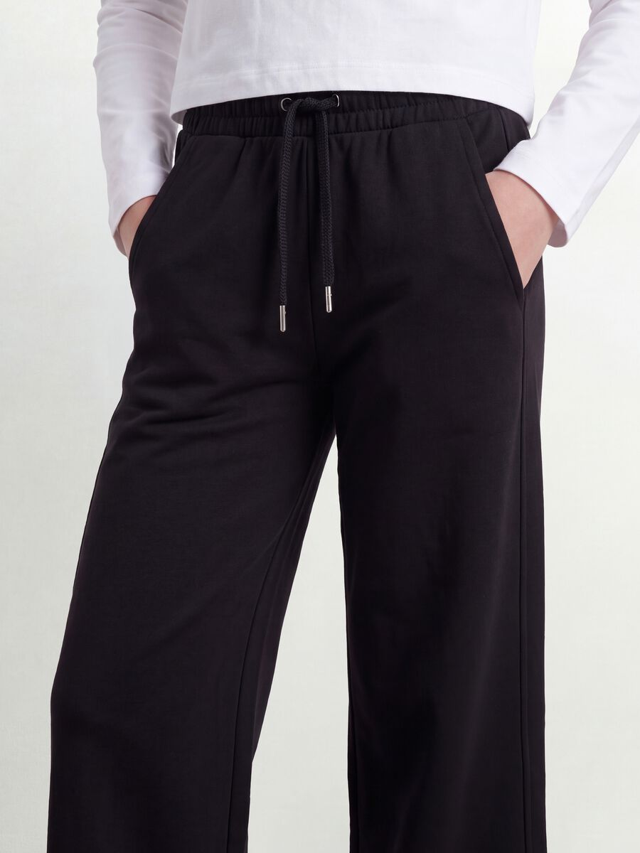 Black organic cotton culotte trousers for girls_2