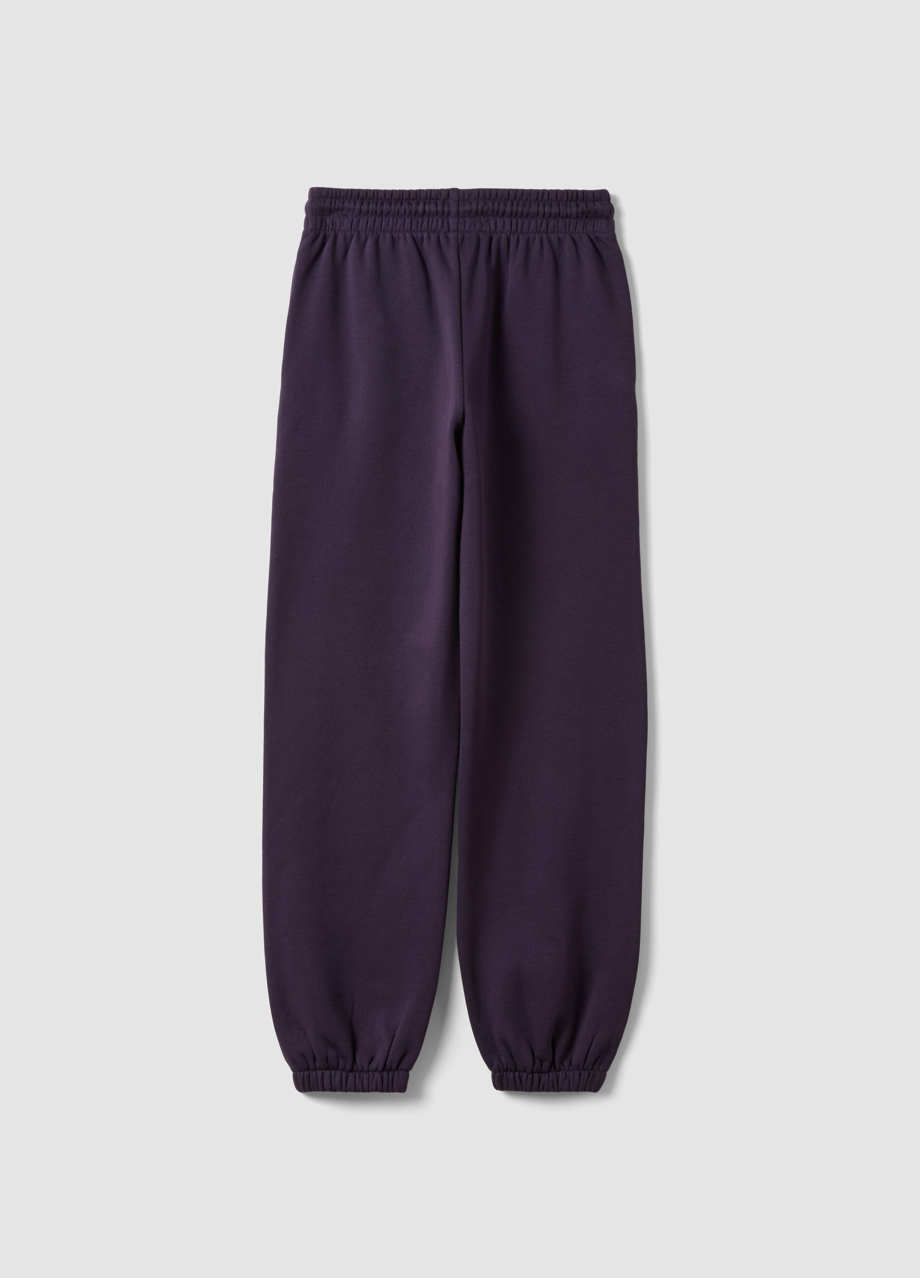 Purple cotton-blend joggers with elasticated waist, regular fit