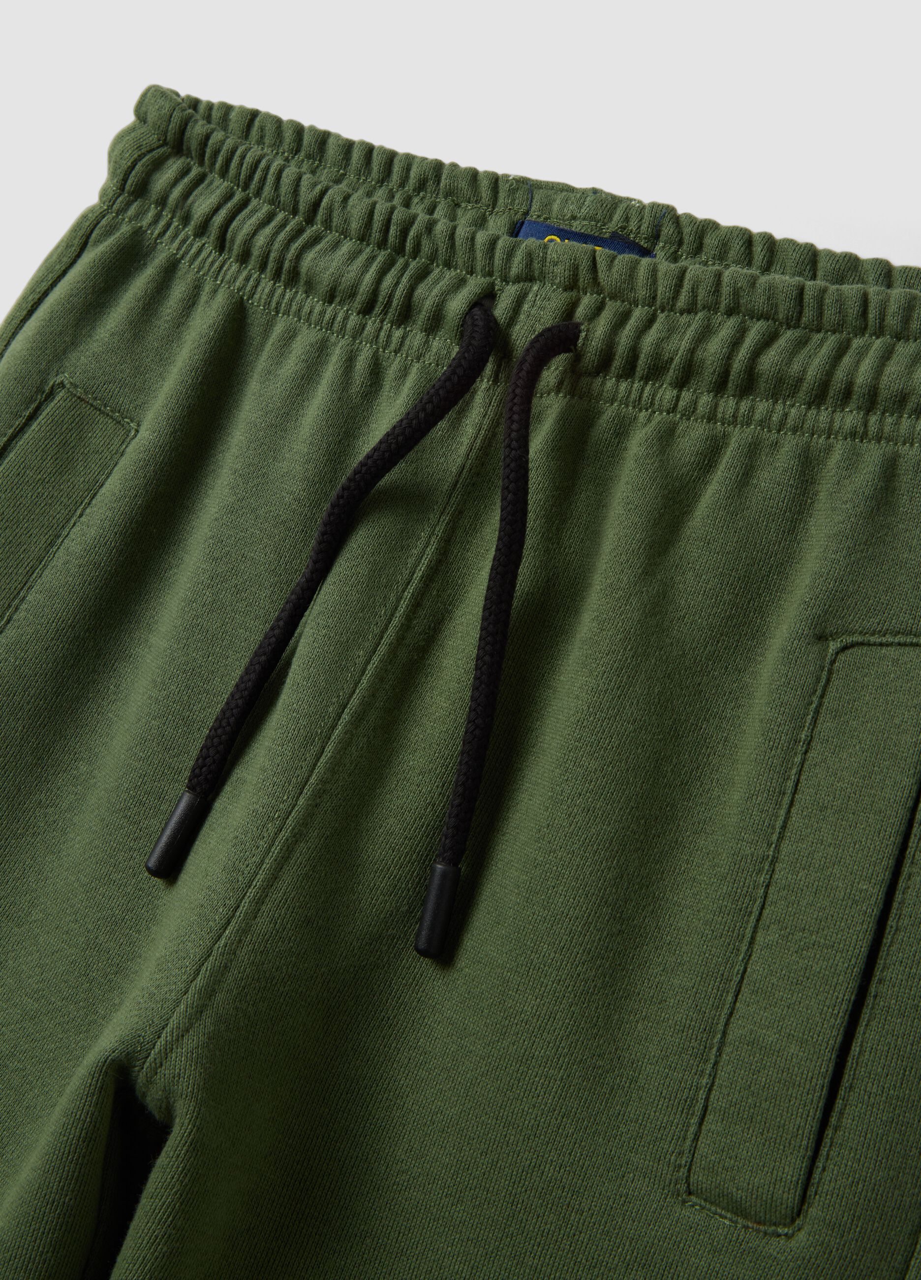 Green cotton-blend joggers with drawstring waist