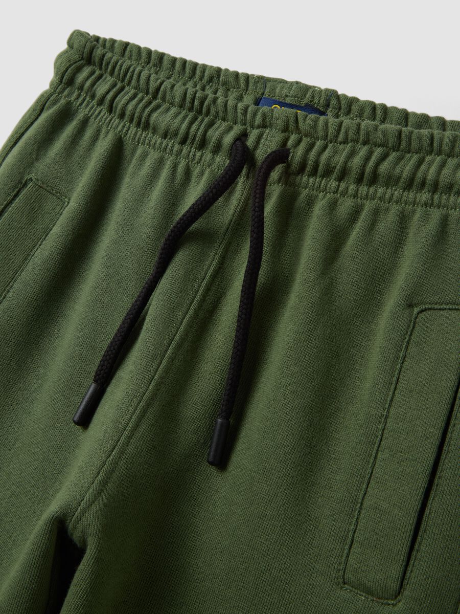 Green cotton-blend joggers with drawstring waist_2