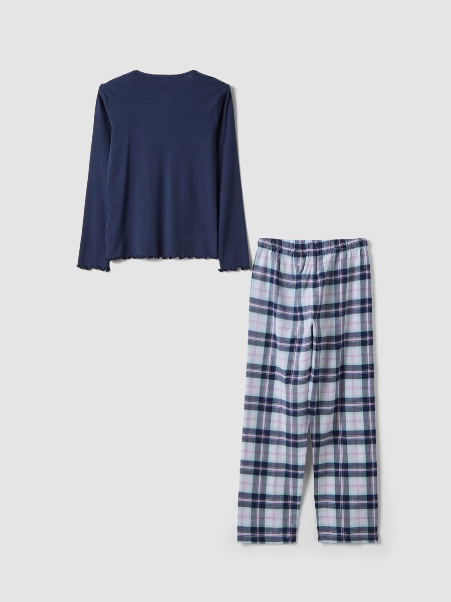 White and blue organic cotton checked pyjamas_1
