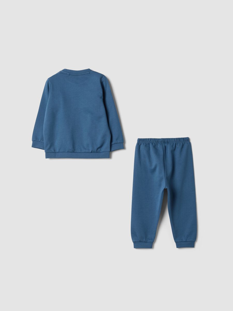 Ocean blue pure organic cotton crew-neck pyjamas_1