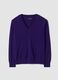 Maglia viola in pura lana con scollo profondo a V_0