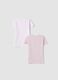 2-pack pink stretch organic cotton crew-neck T-shirts with print_1