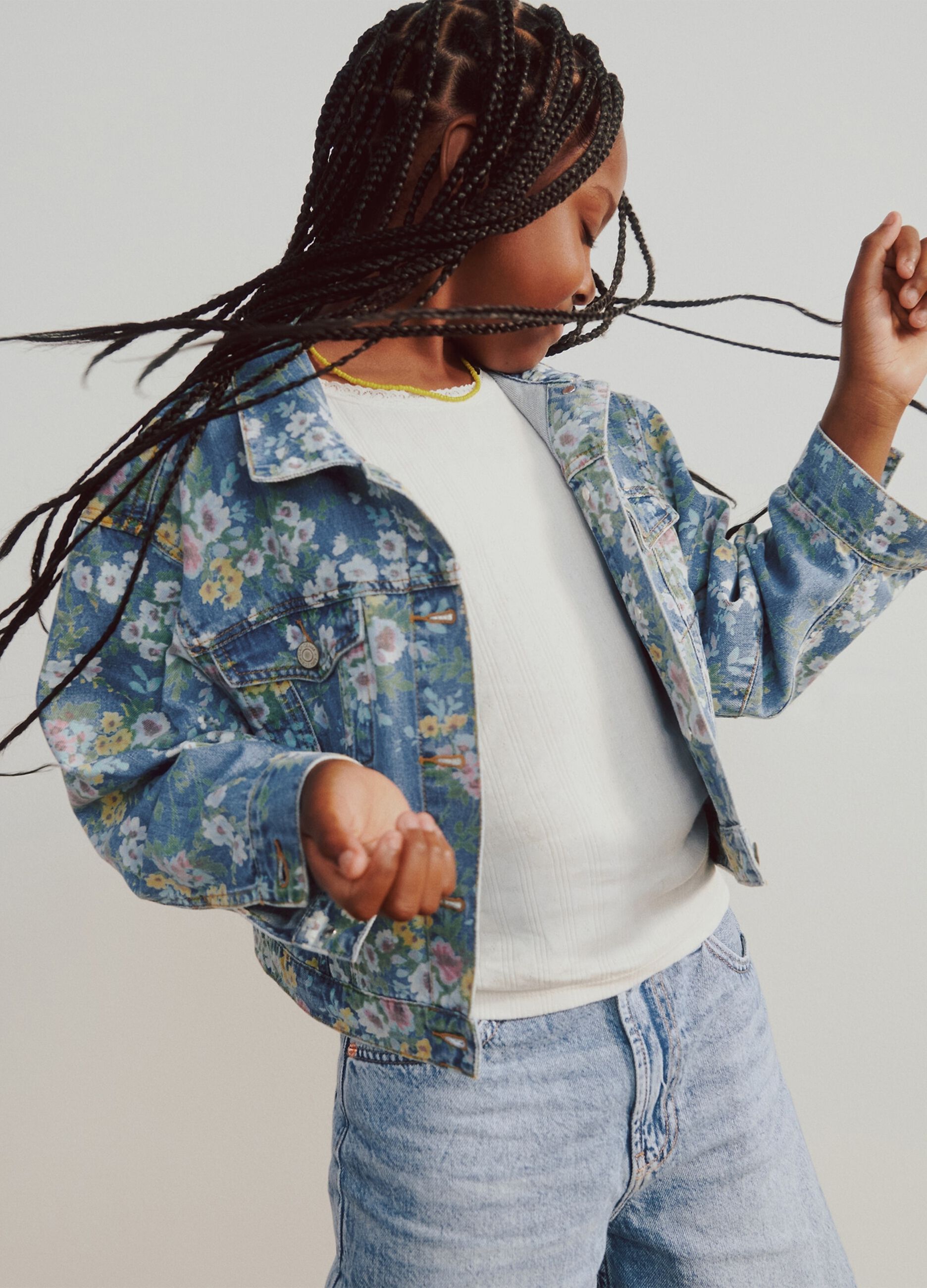 Multicolour Denim Jacket with Flowers
