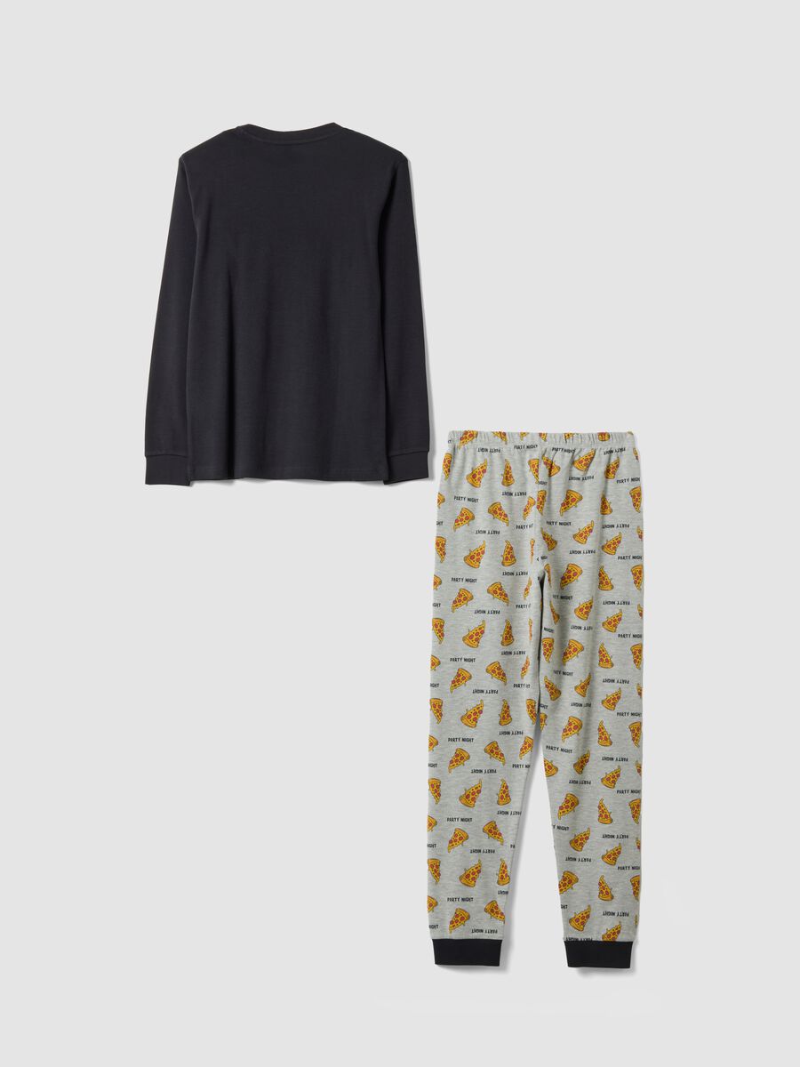 Blue crew-neck pyjamas in pure organic cotton_1