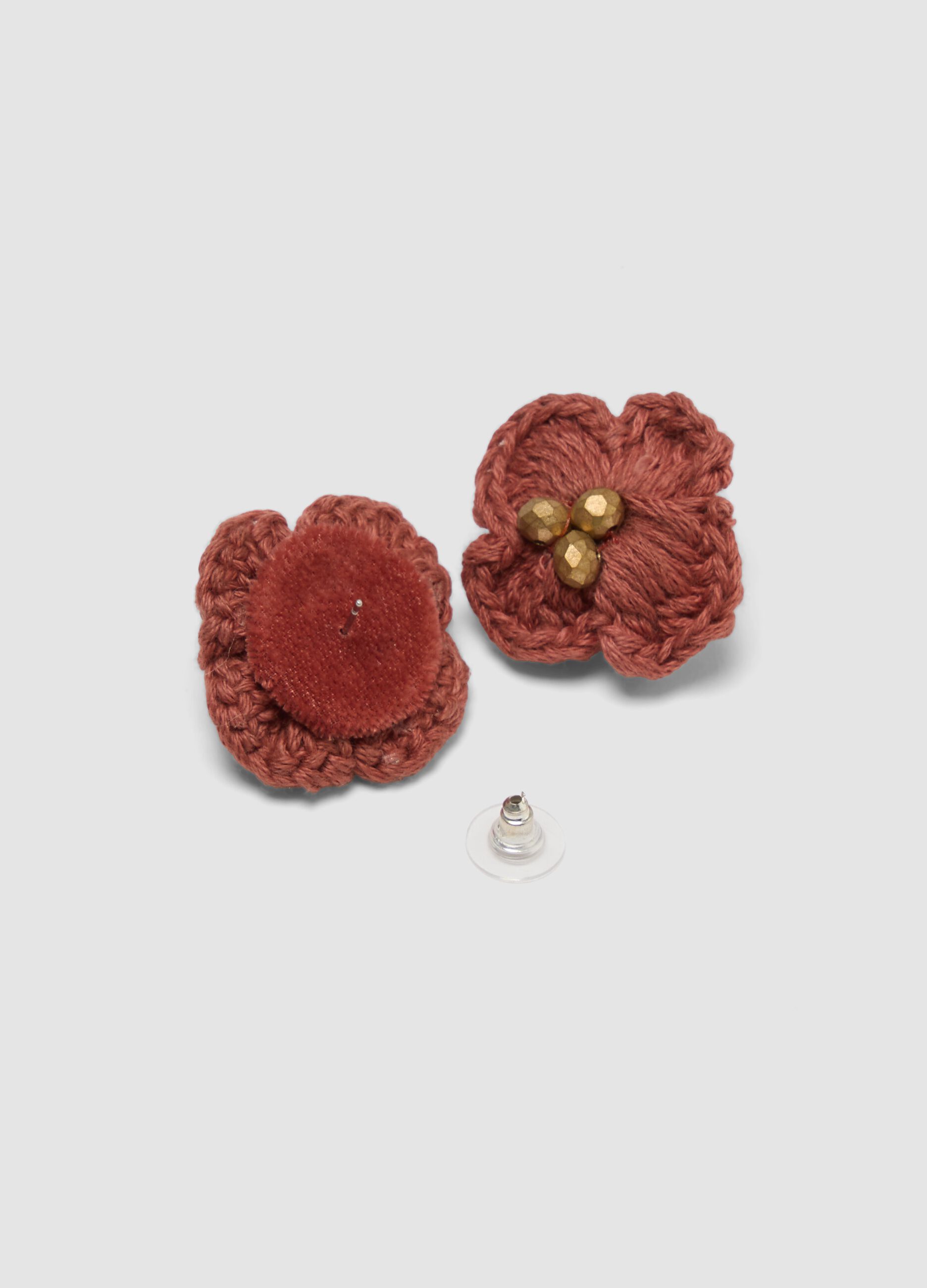 Pink flower earrings in pure cotton