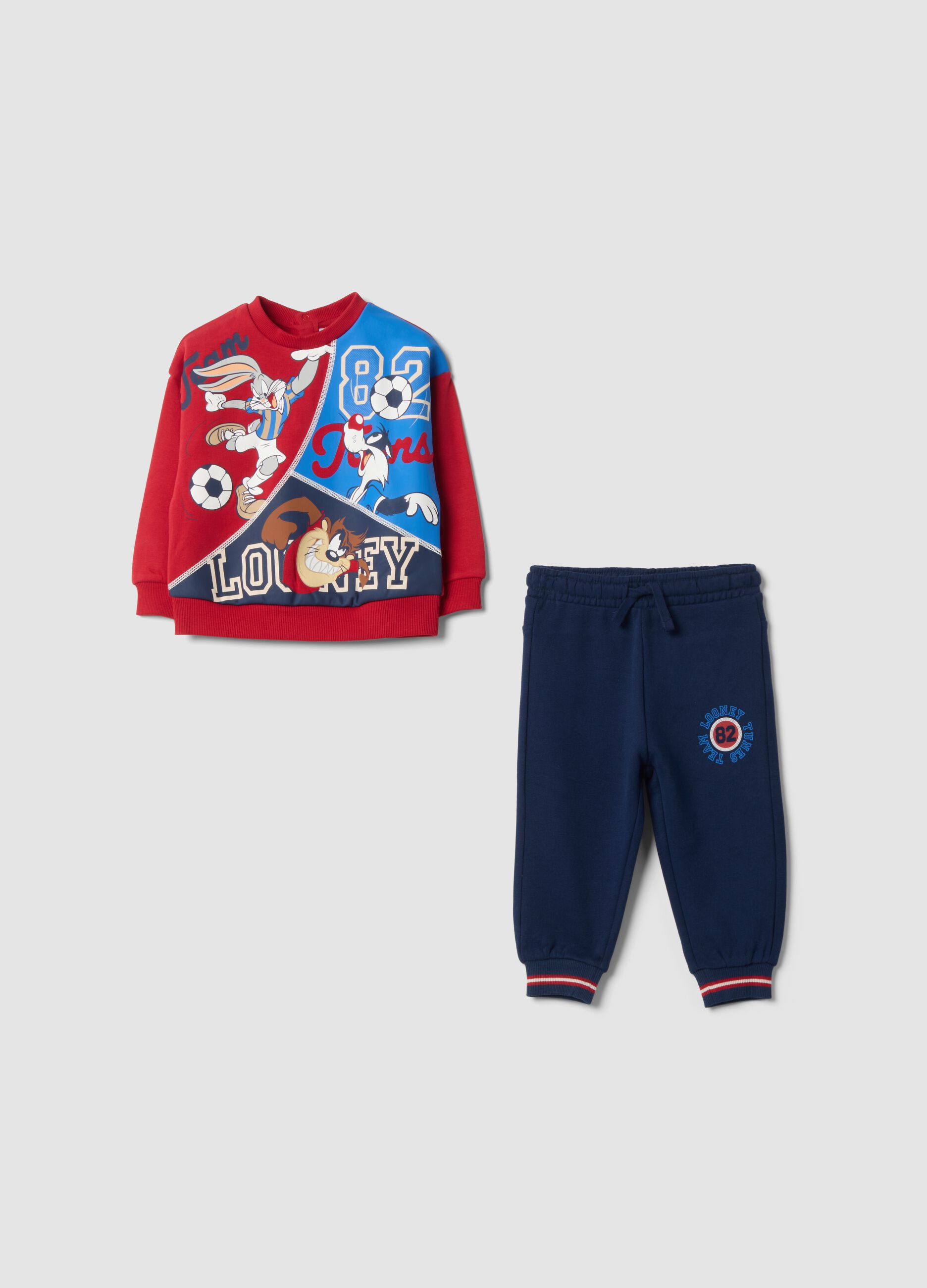 Red organic cotton Looney Tunes print tracksuit